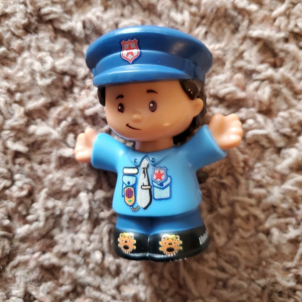 Fisher Price Little People POLICE Woman Cop Brown Hair Girl Figure 2016 Mattel